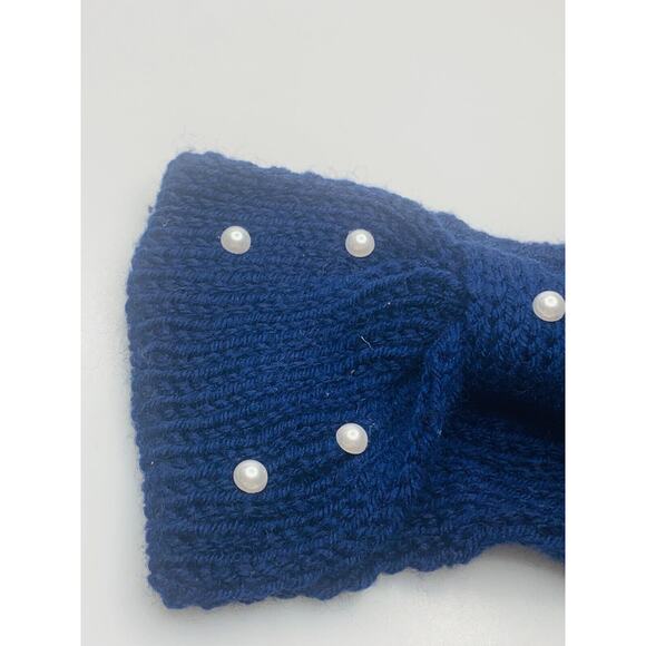 Morebrave Winter Pearl Bandeau, Head Band with Pearl Accents, Adult Size, Navy - Picture 3 of 5